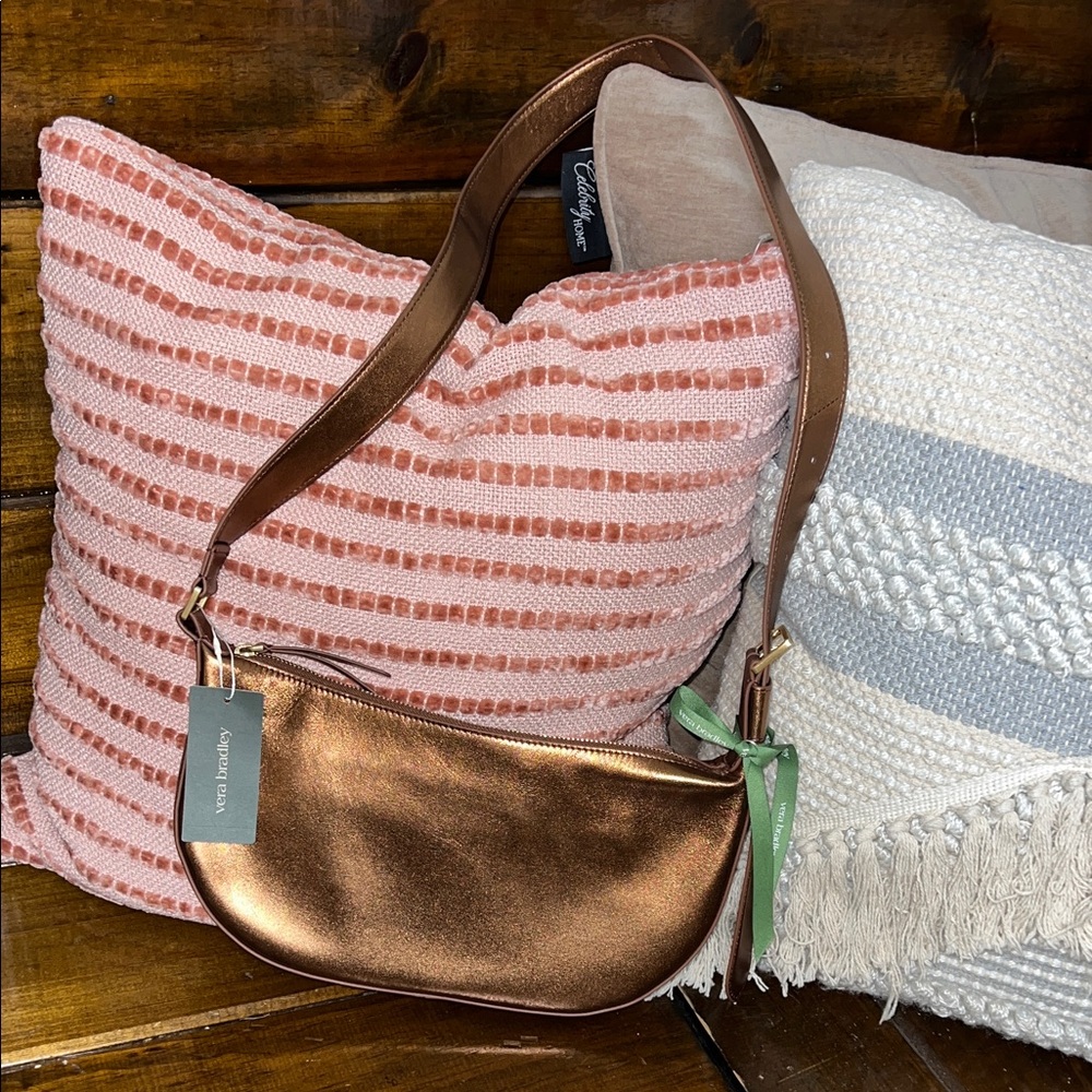 NWT Vera Bradley‎ Springbrook Sling Crossbody Bronze Metallic Sheepskin Leather